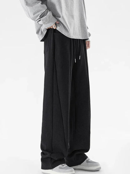 Pantalones Deportivos Grises de Pierna Recta Estilo Hip Hop 2026 para Hombre, Pantalones Holgados de Moda Coreana de Primavera, Estilo Y2K, Casuales