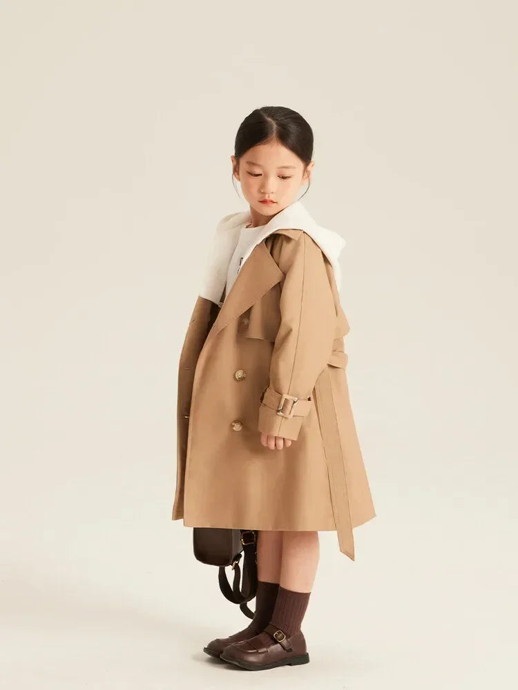Gabardina larga para niña, abrigo elegante de alta calidad, ropa de otoño e invierno, novedad de 2023
