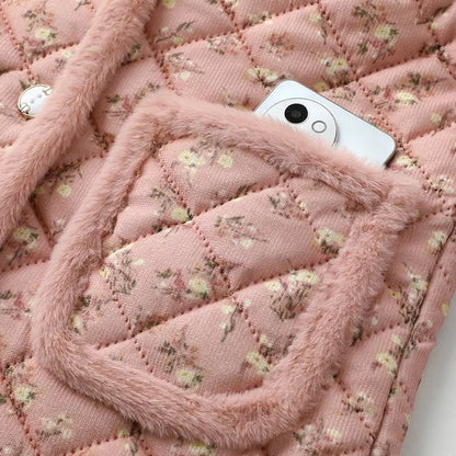Chaqueta de algodón con estampado floral y forro polar grueso para mujeres de mediana edad y mayores, ropa de abrigo cálida p...