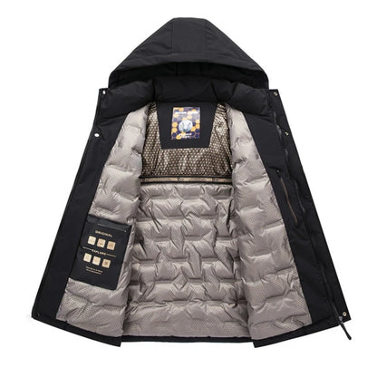 Chaqueta de algodón de mezcla de lana verde fluorescente de invierno 2025 para hombre - Chaqueta acolchada de algodón verde fluorescente (negro/rojo/caqui)