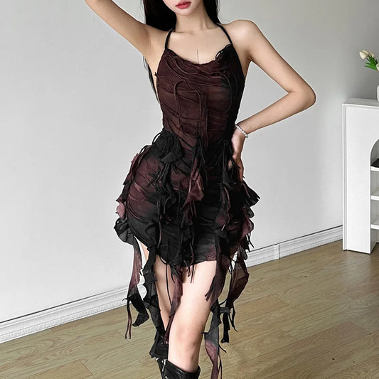 Vestido Corto Strapless para Mujer | Espalda Descubierta, Cintura Alta y Falda Corte A