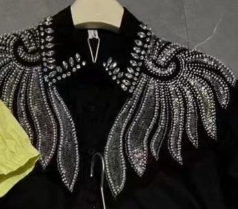 Blusas de Algodón con Cuentas y Lentejuelas Bordadas, Fotos Reales, Camisas de Mujer, Verano 2026, Manga Corta, Tops de Oficina para Dama, Camisas de Mujer