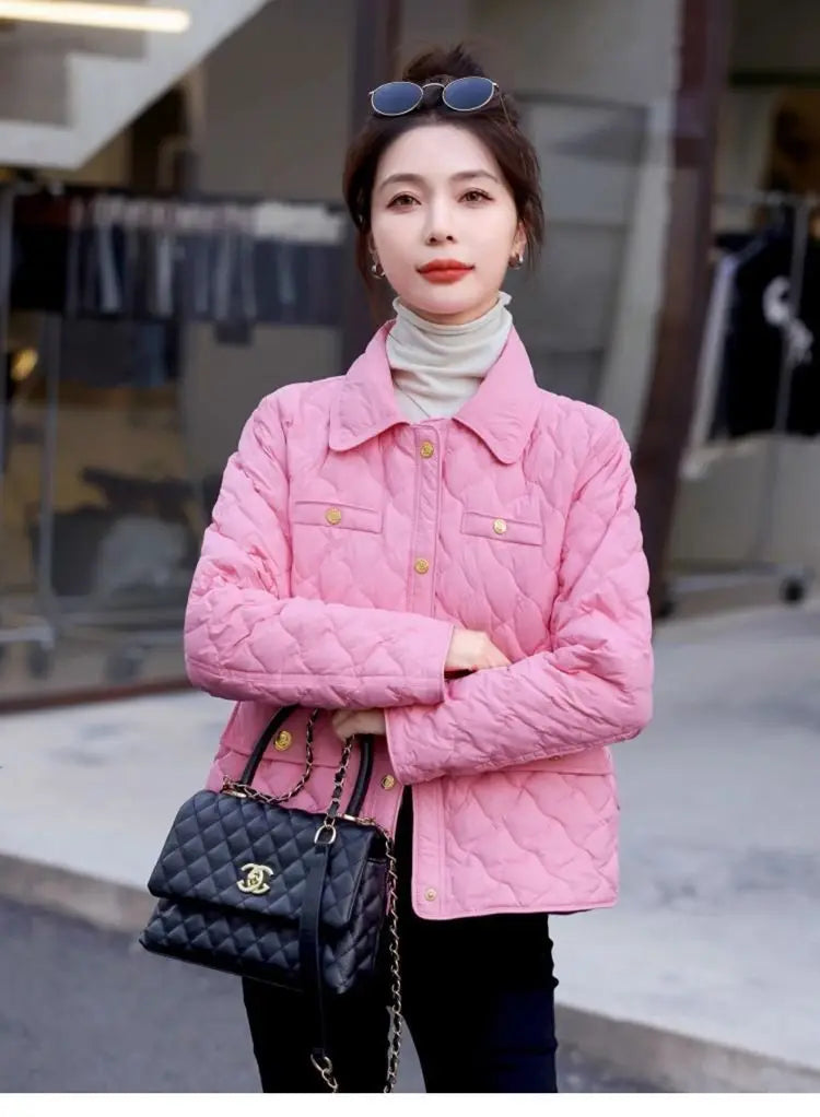 Chaqueta Corta Ligera de Algodón para Mujer, Talla Pequeña, Acolchada, para Invierno, con Cierre de Cremallera, Estilo Moderno