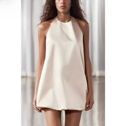 Vestido de Verano 2024, Sexy, con Espalda Descubierta, Corte Holgado, Estilo Vacacional, Hombros Descubiertos, Cuello Redondo...