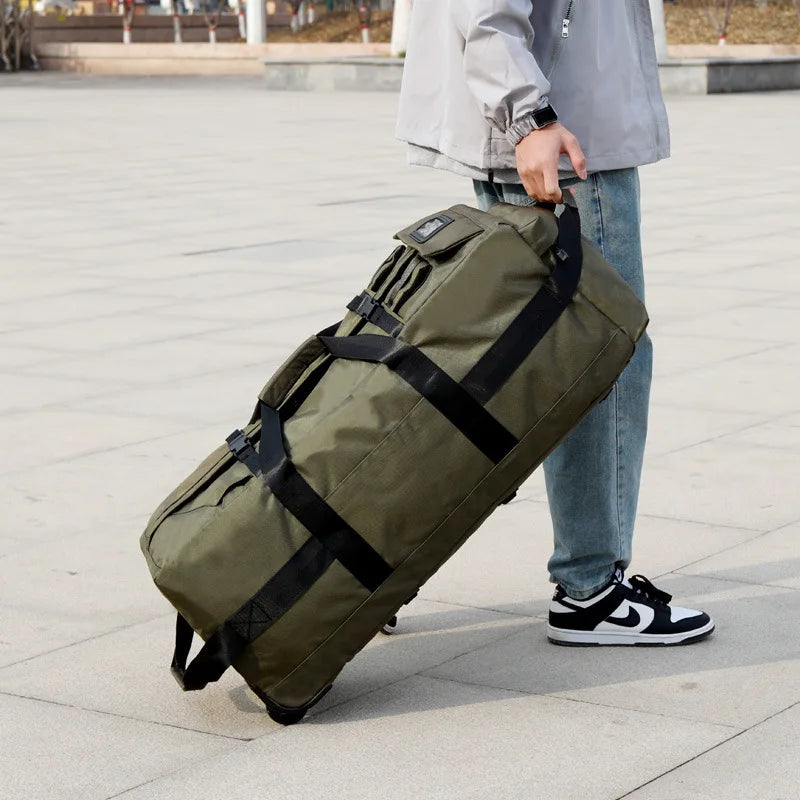 Bolsa de viaje plegable con ruedas para senderismo, Golf, aviación, bolsas de lona para acampar al aire libre, equipaje de coche, bolso móvil, mochila de entrenamiento grande