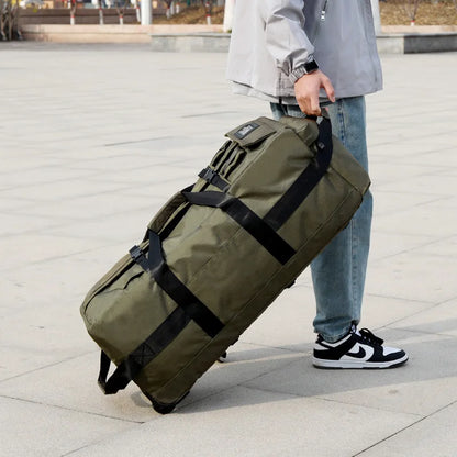 Bolsa de viaje plegable con ruedas para senderismo, Golf, aviación, bolsas de lona para acampar al aire libre, equipaje de coche, bolso móvil, mochila de entrenamiento grande