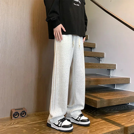 Nuevos Pantalones de chándal Y2K a rayas laterales para Hombre, Pantalones holgados informales con cordón, Pantalones Vintage para correr en el gimnasio, ropa de calle, Pantalones para Hombre