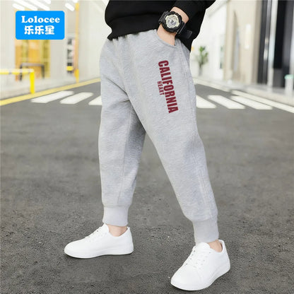 Pantalones Deportivos de Algodón para Niños, con Estampado de Letras de Nueva York Brooklyn, Puños Elásticos, Holgados, para la Escuela, Uso Diario, Color Negro y Gris