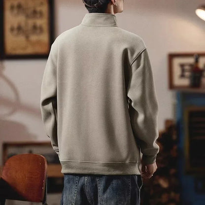 Otoño de los hombres de la letra impresa botón sudadera Stand Collar Patchwork pulóver sudaderas con capucha 2025 nuevo Casual Y2K manga larga Sudaderas
