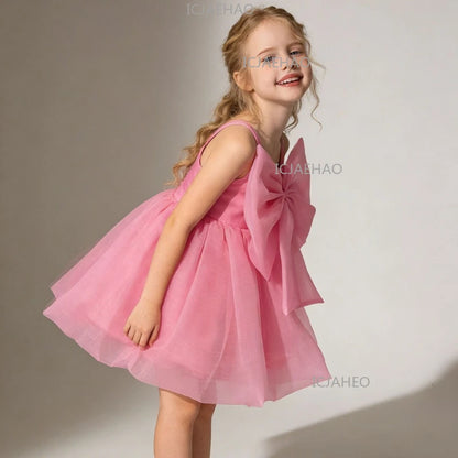 Vestido Formal de Verano 2026 para Niñas, Vestido de Tul Rosa para Niñas, Traje de Princesa para Fiesta de Primer Cumpleaños, Disfraz de Gala