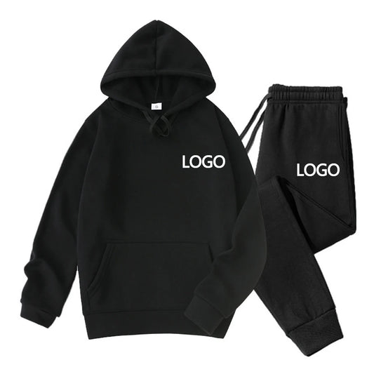 Personaliza tu logotipo, sudaderas con capucha y pantalones para hombres y mujeres, trajes de dos piezas, ropa deportiva informal de moda de primavera y otoño, pareja