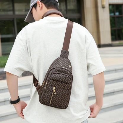 Bolso de pecho de cuero PU ligero con múltiples bolsillos para hombre, bolso cruzado informal Unisex, adecuado para desplazamientos diarios, bolso de hombro