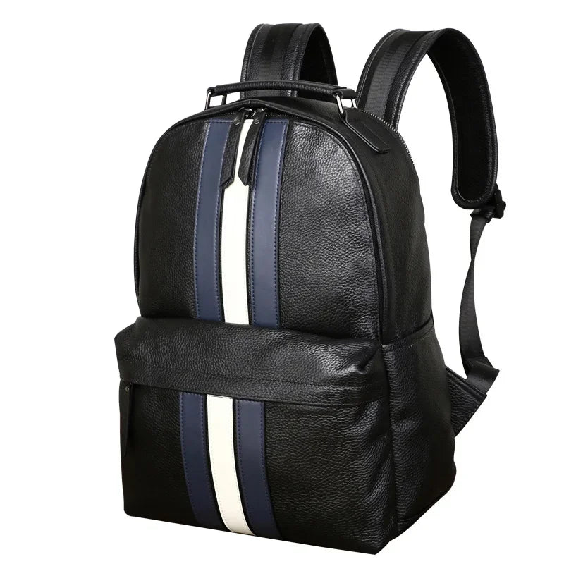 2024 nuevo diseño de moda para hombres, mochila marrón de cuero genuino para ordenador portátil, mochila escolar, bolsa de día para niños, bolsas de viaje grandes para hombres