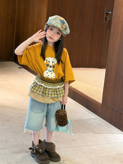 Novedad de verano, camiseta holgada con estampado de dibujos animados de estilo coreano para niños, camiseta de manga corta p...
