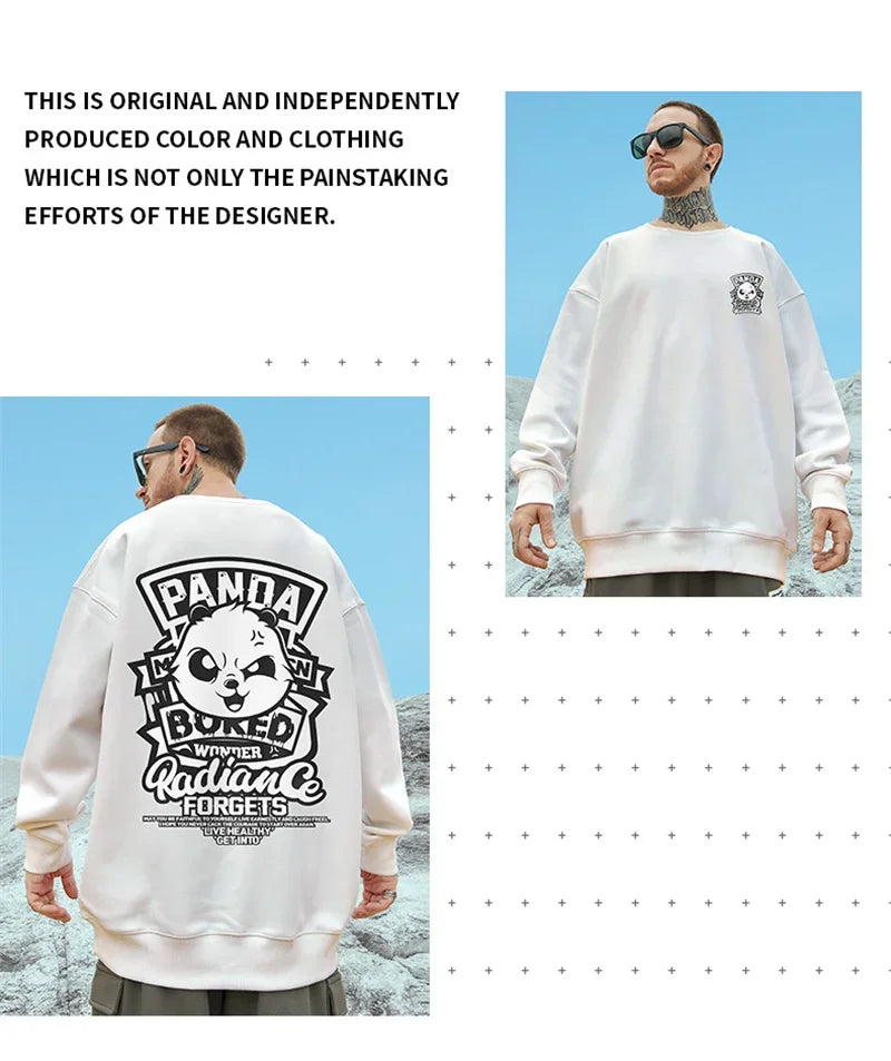 Otoño Anime Panda impreso sudaderas hombres nueva ropa de calle de gran tamaño pulóver con capucha Hip Hop Y2K Vintage sudaderas para hombres