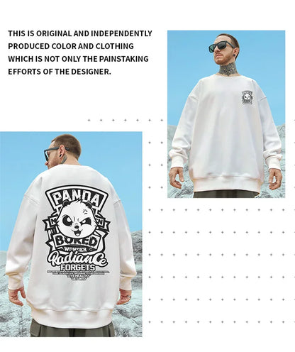 Otoño Anime Panda impreso sudaderas hombres nueva ropa de calle de gran tamaño pulóver con capucha Hip Hop Y2K Vintage sudaderas para hombres