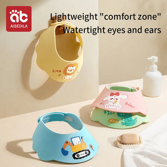 AIBEDILA gorro de ducha ajustable para bebé, gorro de champú impermeable, protección para los oídos, cubierta para la cabeza de ducha para niños, sombrero para el cuidado del bebé