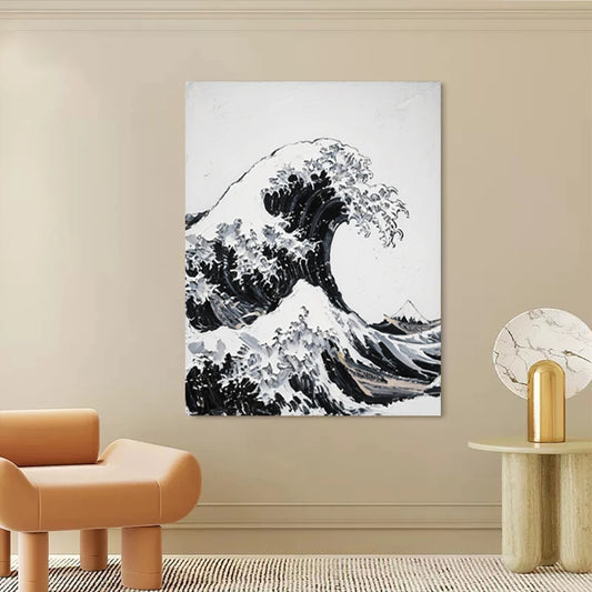 100% pintura al óleo de cuchillo de paleta blanca y negra abstracta pintada a mano, cuadro decorativo de pared, arte mural de lienzo, paquete todo incluido