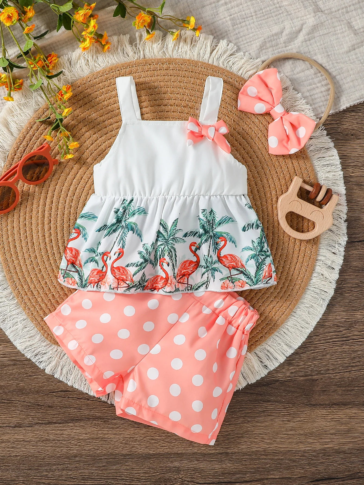 NOVEDAD DE VERANO 2025, Top con tirantes y estampado de helado para niña con pantalones cortos de lunares, conjunto informal de dos piezas para vacaciones