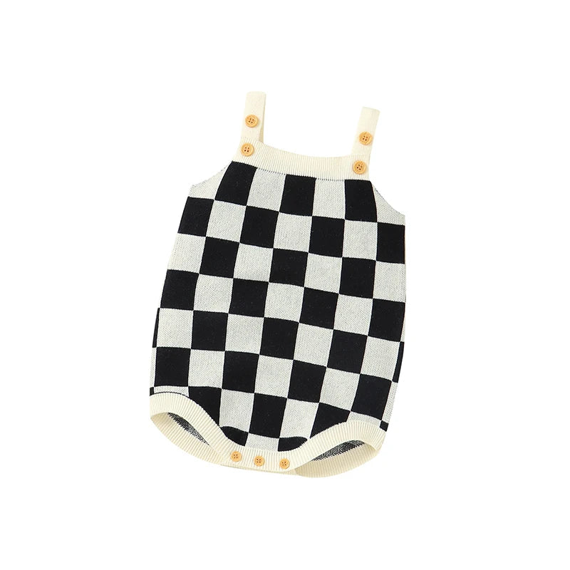 Body infantil, ropa de 0 a 18m con patrón a cuadros para recién nacidos, niños y niñas, mono informal sin mangas, mono, trajes para niños pequeños de una pieza