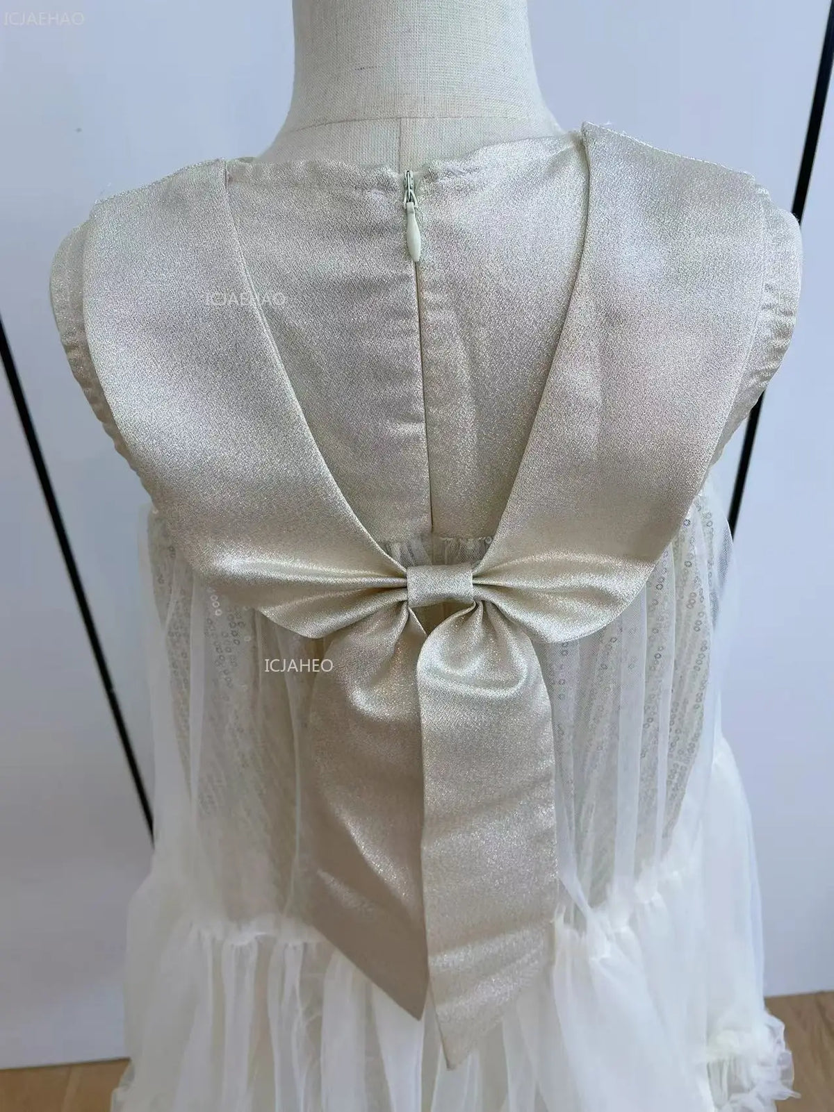 Nuevo vestido de fiesta para niñas, vestido de princesa de tul sin mangas con cuello Peter Pan para actuaciones de Piano, banquete, desfile Formal