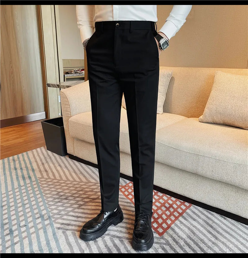 Camisas de vestir de negocios para hombres, pantalones ajustados de traje Social de oficina informal, pantalones de fiesta de boda de alta calidad, ropa de otoño e invierno