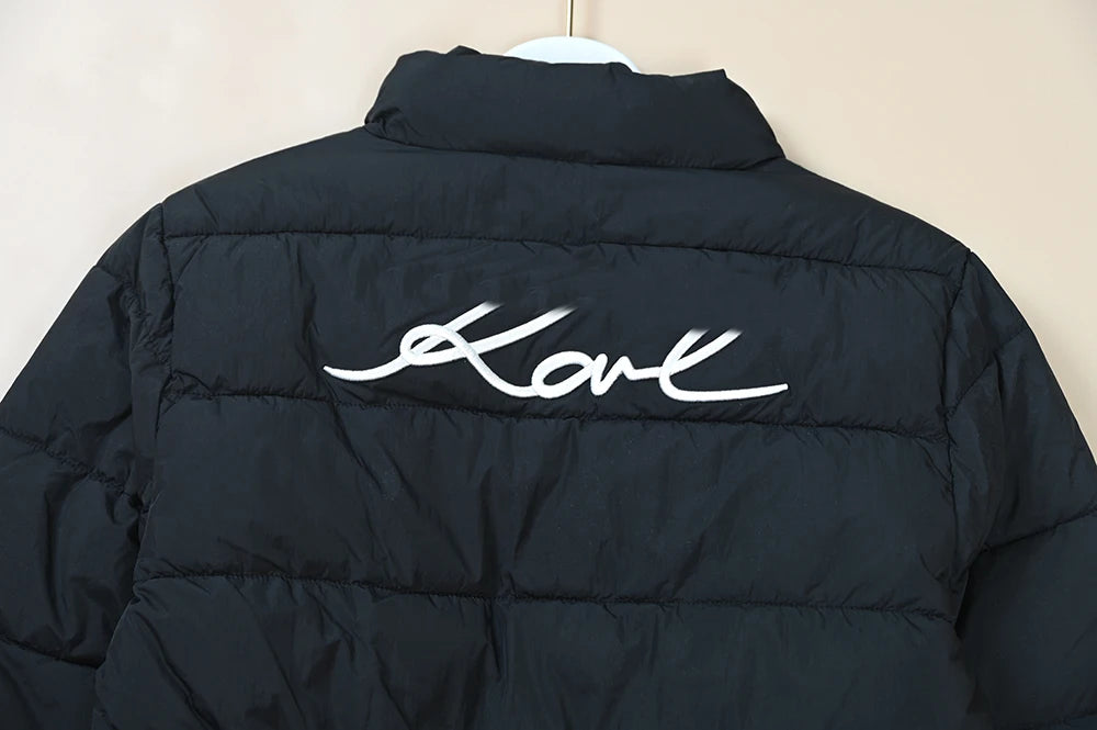 Chaqueta de Mujer, Estilo Nuevo, Acolchada, Bordada, Cintura Elástica, Cuello Alto, Algodón, Casual, Versátil, Cierre de Crem...