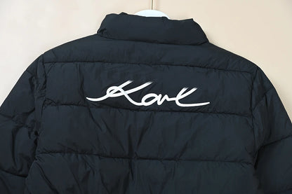 Chaqueta de Mujer, Estilo Nuevo, Acolchada, Bordada, Cintura Elástica, Cuello Alto, Algodón, Casual, Versátil, Cierre de Crem...