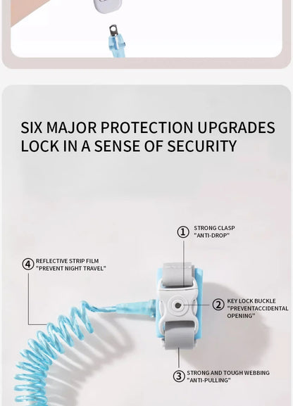 Pulsera antipérdida con bloqueo de seguridad de 1,5 m, pulsera para niños, cuerda de seguridad, pulsera para bebé, pulsera antipérdida para exteriores, cuerda de tracción
