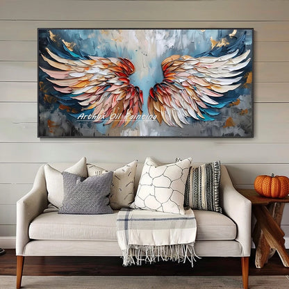 Arthyx, pintura al óleo abstracta pintada a mano con cuchillo y efecto 3D de alas sobre lienzo, pósteres con textura, cuadros grandes para pared, decoración moderna para el hogar + paquete Switch In Art completo