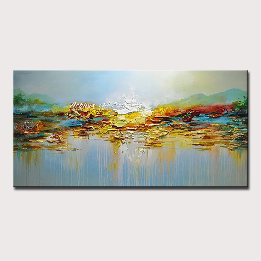 Arthyx, Pintura al Óleo sobre Lienzo Pintada a Mano con Lámina Dorada, Pósteres Abstractos Grandes, Cuadro Moderno para Pared, Decoración para Sala de Estar + paquete Switch In Art completo