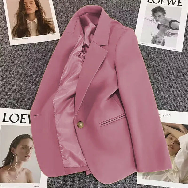 Green Suit Jacket Women's Fashionable Versatile Spring Autumn Polyester Commute Style Regular Thickness Online Exclusive