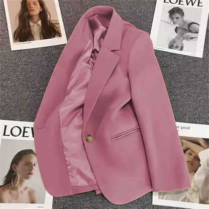 Green Suit Jacket Women's Fashionable Versatile Spring Autumn Polyester Commute Style Regular Thickness Online Exclusive