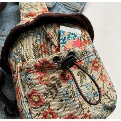 Bolso cruzado de moda para niñas y mujeres, bolso de teléfono de estilo chino, bolsillo en el pecho con estampado étnico, bolso de tela pequeño de un hombro, nuevo