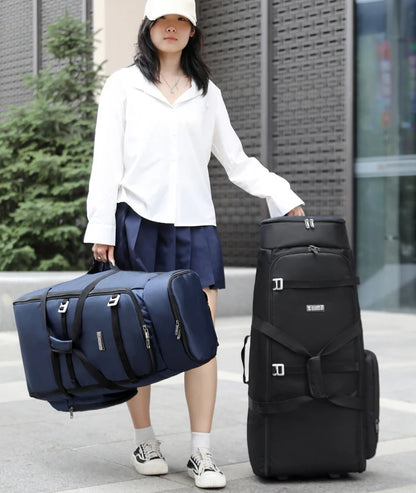 Bolsa de viaje plegable con ruedas para senderismo, Golf, aviación, bolsas de lona para acampar al aire libre, equipaje de coche, bolso móvil, mochila de entrenamiento grande