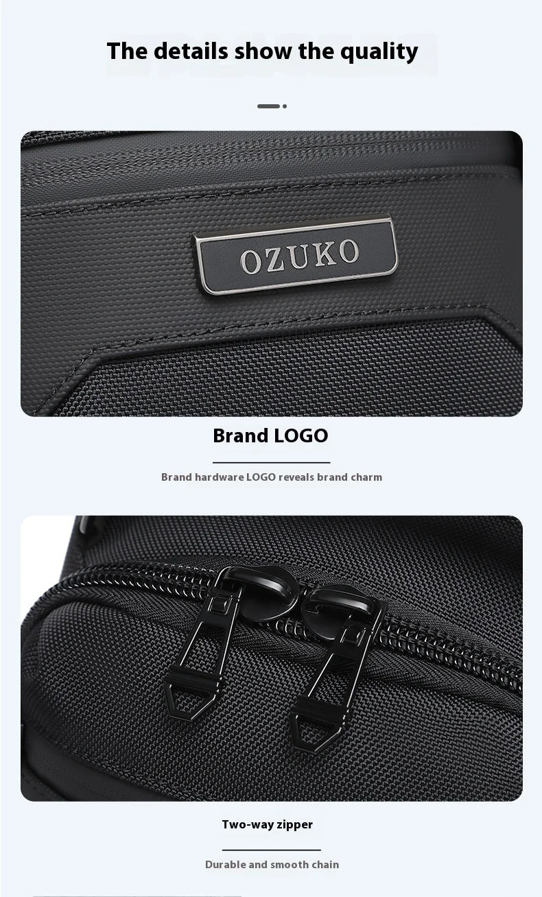 Bolso de pecho OZUKO, elegante bolso cruzado multifuncional, bolso cruzado de viaje ligero e impermeable para hombre