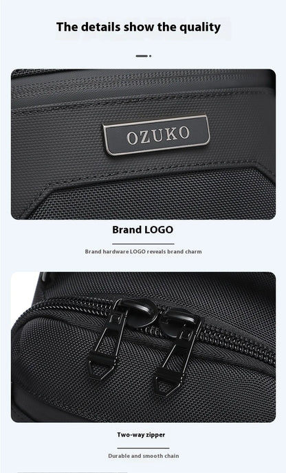 Bolso de pecho OZUKO, elegante bolso cruzado multifuncional, bolso cruzado de viaje ligero e impermeable para hombre