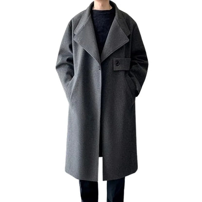 Autumn Winter Fashion Woolen Coats Men Long Trench Outwear Korean Style Youthful Vitality Casual Woolen Coat Loose Windbreaker