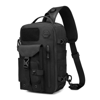 OZUKO-Bolso cruzado de hombro para hombre, bolsa de pecho, impermeable, táctico, cintura, bandolera, cremallera, moda, deportes al aire libre, negro