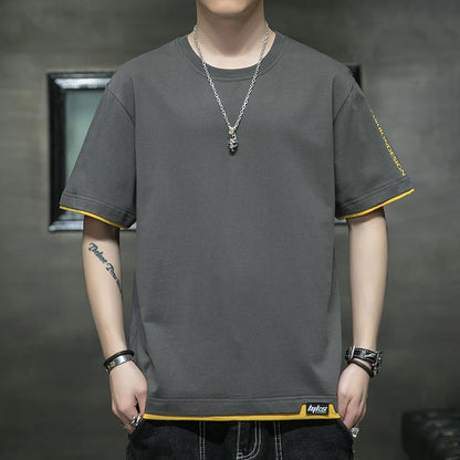 Newest Solid Color 100% Cotton Men T Shirt Hip-Hop Cotton T-shirt O-neck Summer Male Causal Tshirts Fashion Loose Tees YBRDT102