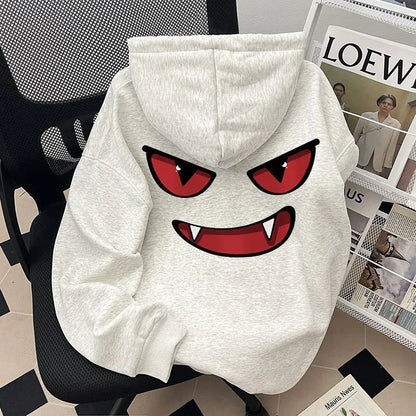 Sudaderas con capucha con estampado de Anime divertido para hombre, sudaderas con capucha de moda Retro americana de Hip Hop, ropa de calle Y2K, Sudadera con capucha de lana estampada