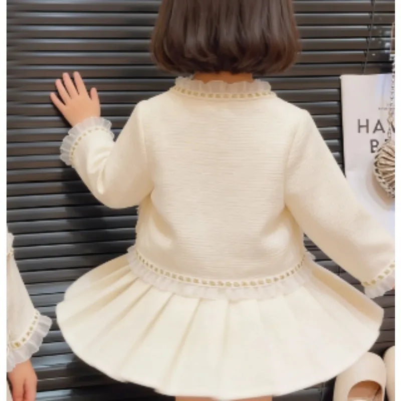 Conjunto de Ropa para Bebés Niñas, Primavera-Otoño 2026, Nuevo Conjunto de Dos Piezas con Falda y Chaqueta a la Moda