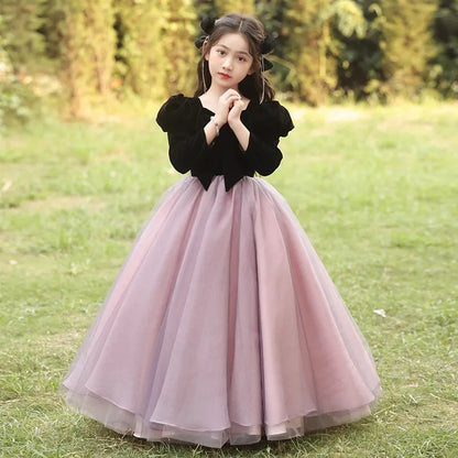 Vestido de fiesta de manga larga para niñas, ropa nueva, vestido hinchado para actuación, desfile, vestidos formales de celebración, disfraz