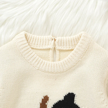 Ropa bonita de punto de calabaza para bebé recién nacido, ropa de Halloween con cuello redondo, peleles de manga larga para niños y niñas, monos de 0 a 18m