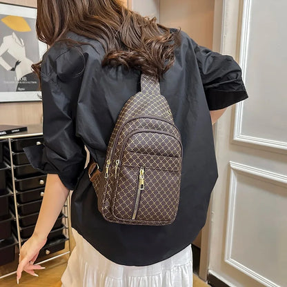 Bolso de pecho de cuero PU ligero con múltiples bolsillos para hombre, bolso cruzado informal Unisex, adecuado para desplazamientos diarios, bolso de hombro
