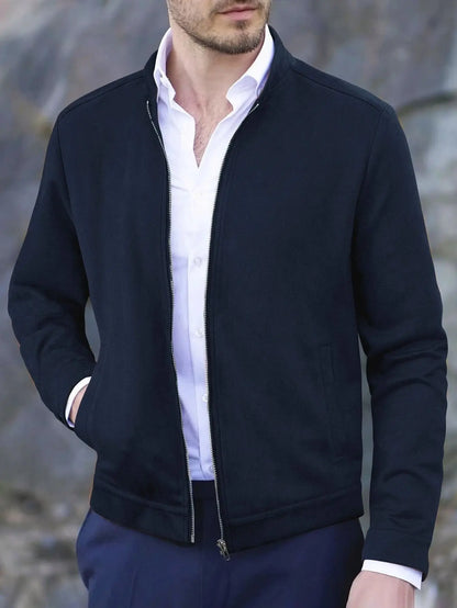 Autumn Winter Slim Fit Stand Collar Jackets Men Business Casual Zipper Solid Outwear Male Fashion Office Jacket Coat Cardigan