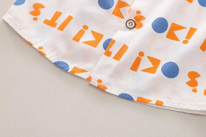 Nueva ropa informal para niños, traje de verano para niños y niñas, camisa con letras estampadas, pantalones cortos, 2 unids/set, ropa para niños pequeños de 0 a 5 años