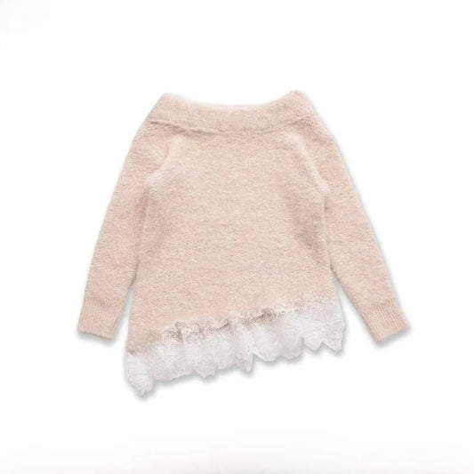 Suéter de Punto con Parches de Encaje Estilo ZR para Mujer, Nuevo Modelo Otoño Invierno, Fibra de Poliéster, Manga Larga, Cál...