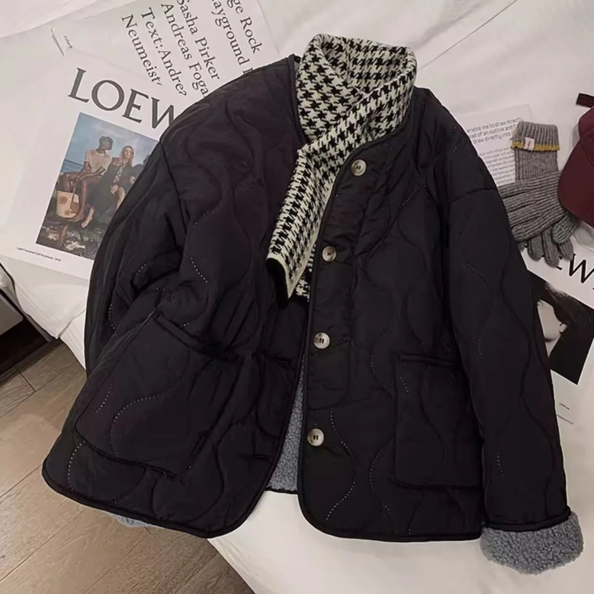 Chaqueta de algodón gruesa con forro de piel de cordero para mujer, ropa de abrigo para primavera y otoño, estilo informal, c...