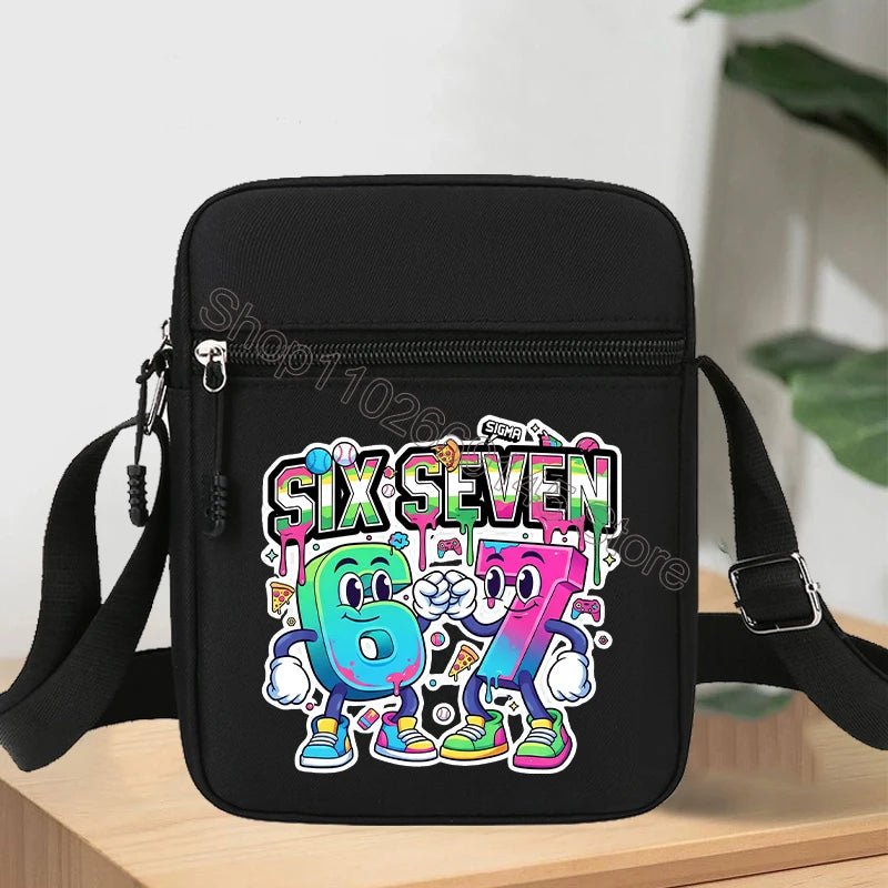 67 seis siete bolsos de hombro robalo un Brainrot personaje de dibujos animados impreso bolsos cruzados niños bolso bolsa de almacenamiento regalos de navidad